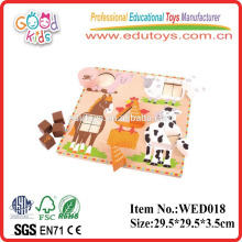 2015 éducatif ferme animal forme sorteur puzzle jouets en bois oem factory